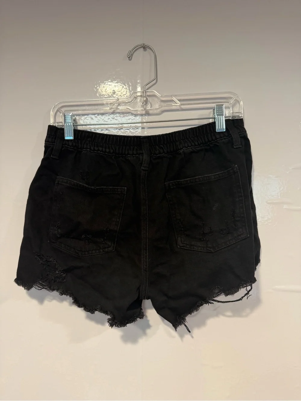 Black Distressed Aerie Denim Shorts